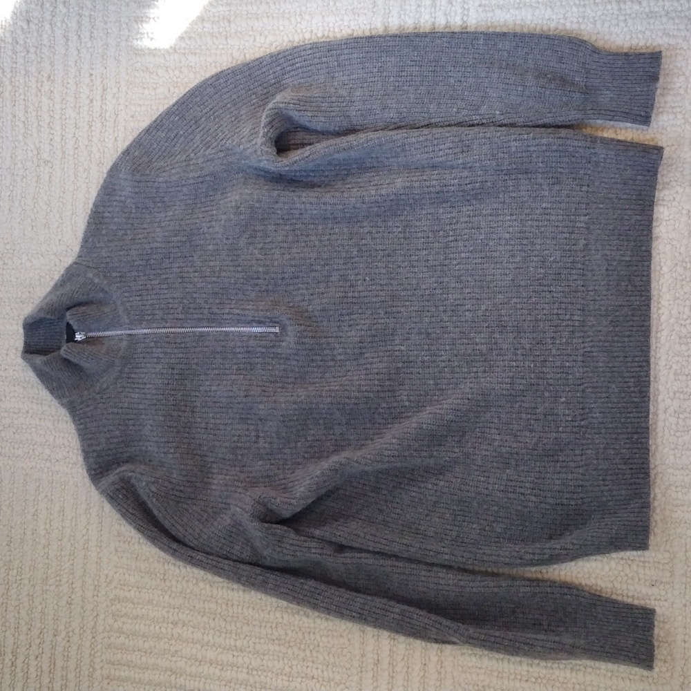 Jenni Kayne Gray Half-Zip Cashmere Sweater - Picture 3 of 6